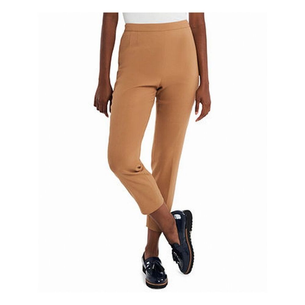 RILEY&RAE Womens Beige Zippered Mid-rise Slim-leg Cropped Pants 2